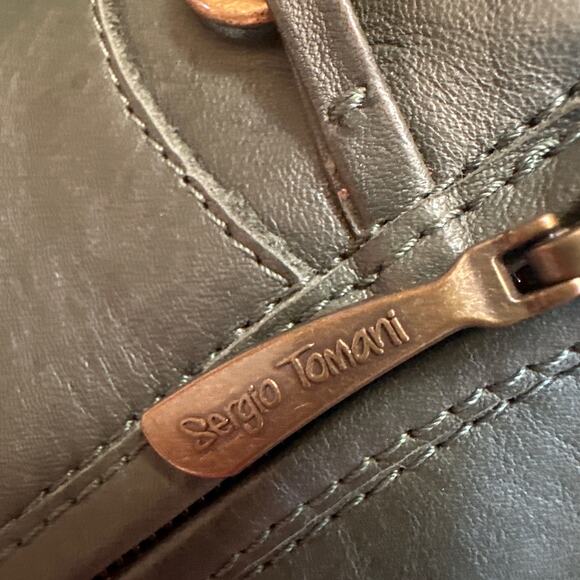 Sergio Tomani Green Leather Eclectic Ankle Boots Size 38/ US 7.5 - Picture 10 of 11